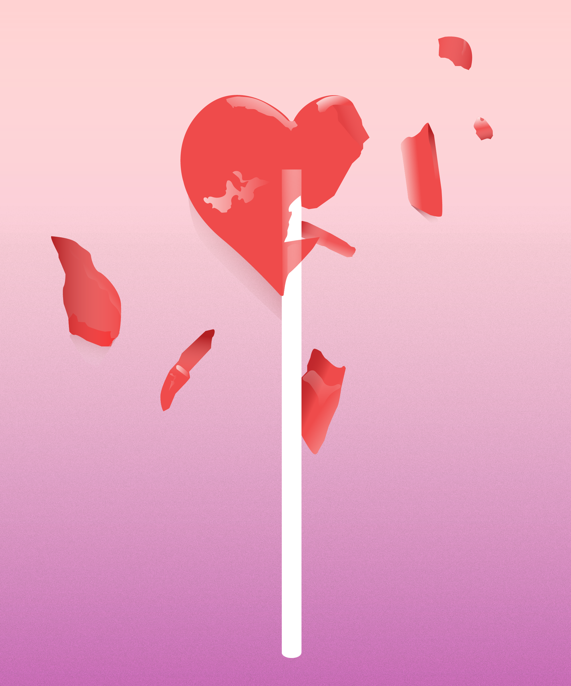 shattered heart-shaped lollipop