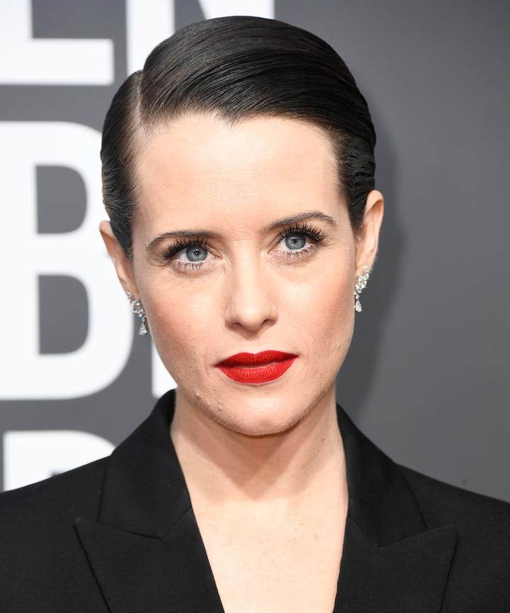 Celebrity Bold Red Lipstick Feminist Act Golden Globes
