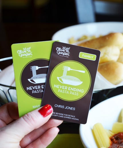 olive garden year pass olive garden never ending pasta passes olive garden year pass olive garden never ending pasta passes