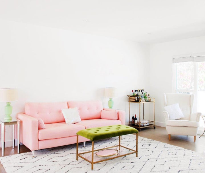 Millennial Pink Ikea Sofa Upholstery Diy How To You Have To See This Ikea Sofa S Millennial Pink Makeover