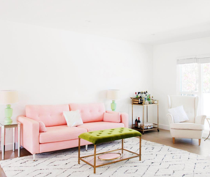 Millennial Pink Ikea Sofa Upholstery Diy How To You Have To See This Ikea Sofa S Millennial Pink Makeover