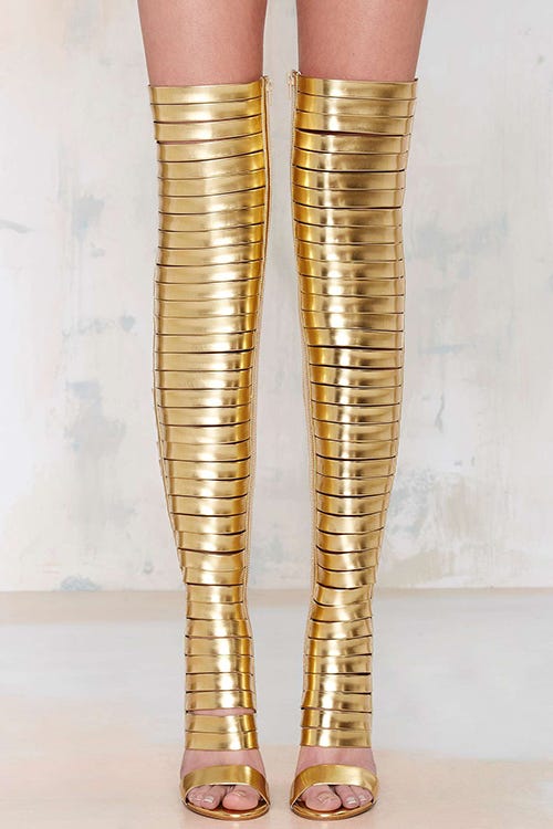 Gladiator Boot Trend Gold Thigh High Boots
