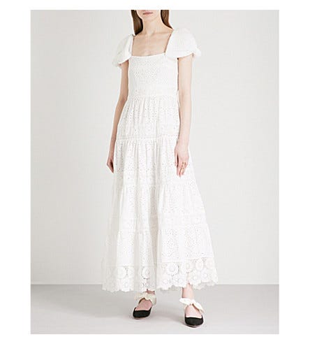 Joan Broidery Anglaise Crochet Bust Maxi Dress