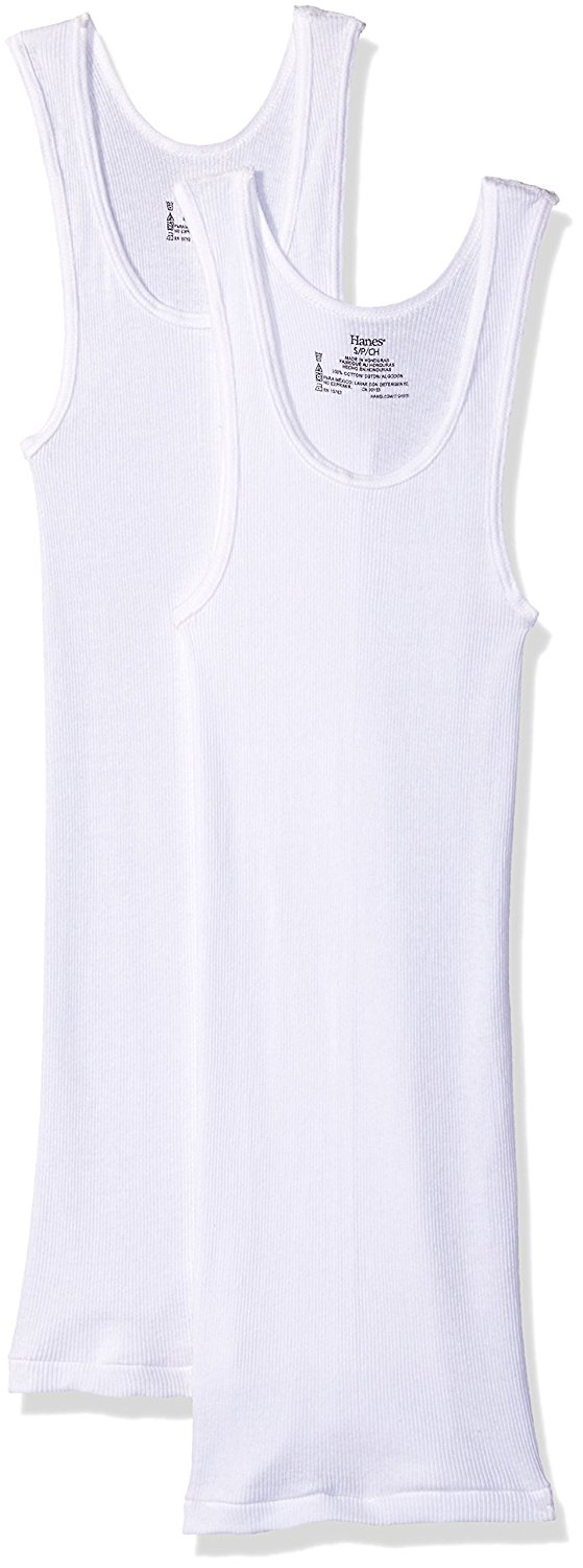 Hanes + 2Pack Womens White Long Rib Tanks