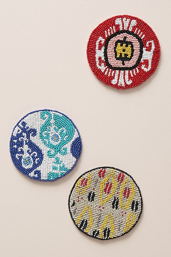 Anthropologie + Beaded Coasters