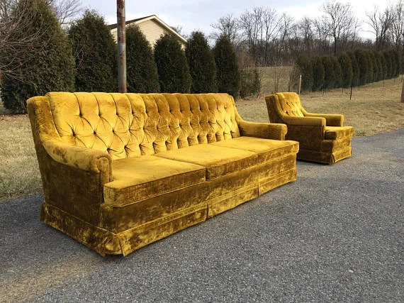Tufted Gold Crushed Velvet Sofa Set Hollywood Regency Crushed Velvet Sofa Set Hollywood Regency