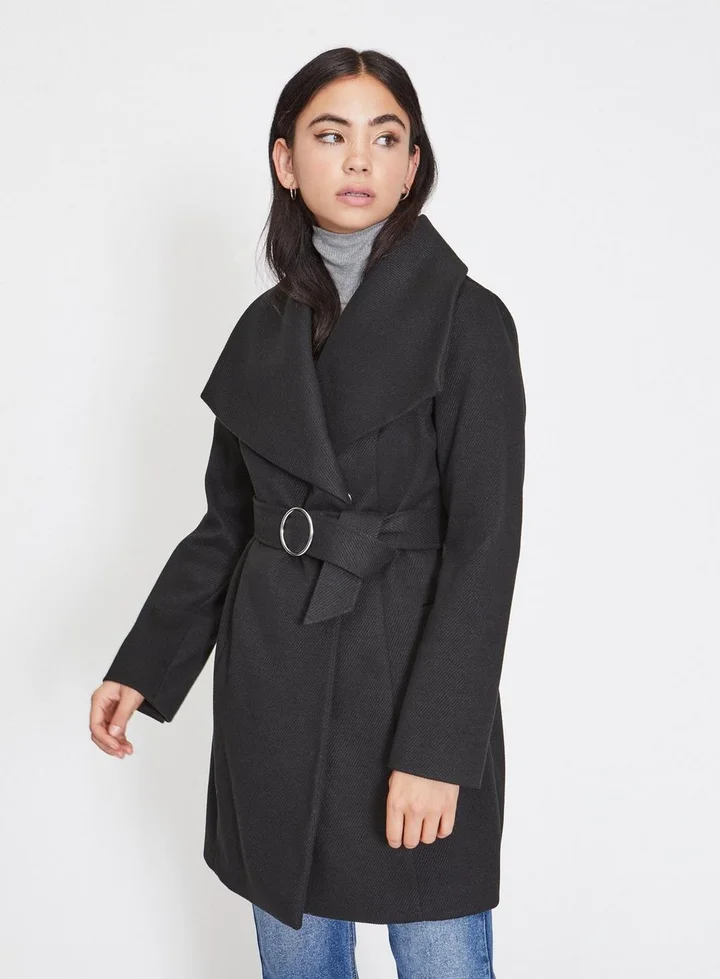 black wrap coat petite
