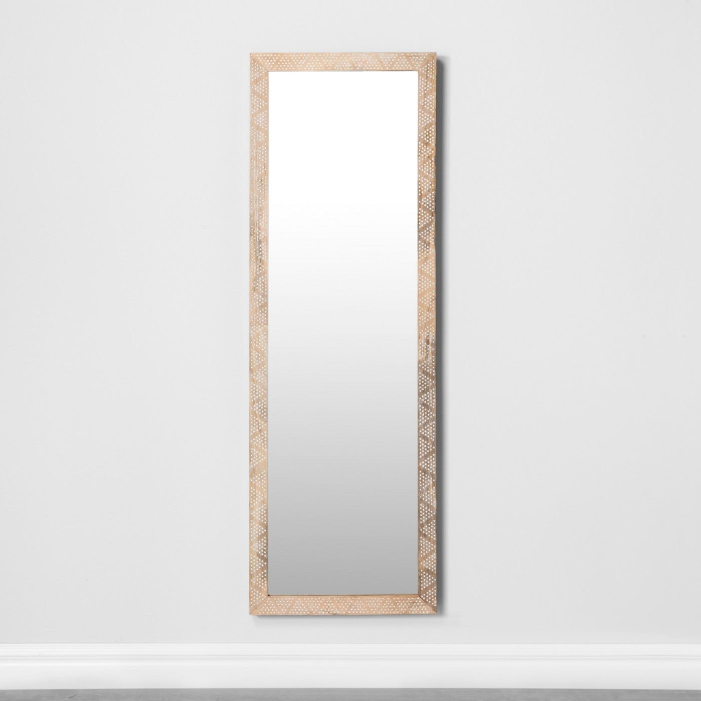 Opalhouse Carved Dot Natural Wood Floor Mirror Carved Dot Natural Wood Floor Mirror Opalhouse