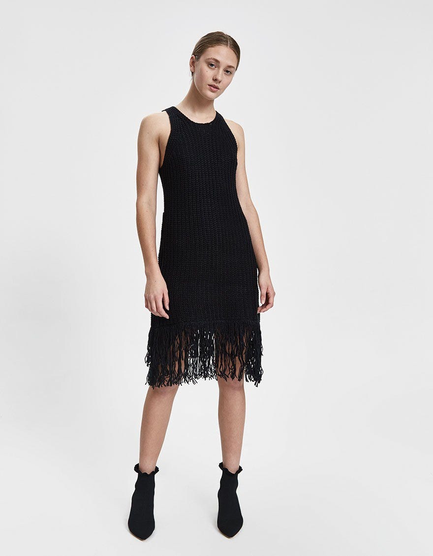 Stelen + Lise Sleeveless Knit Fringe Dress