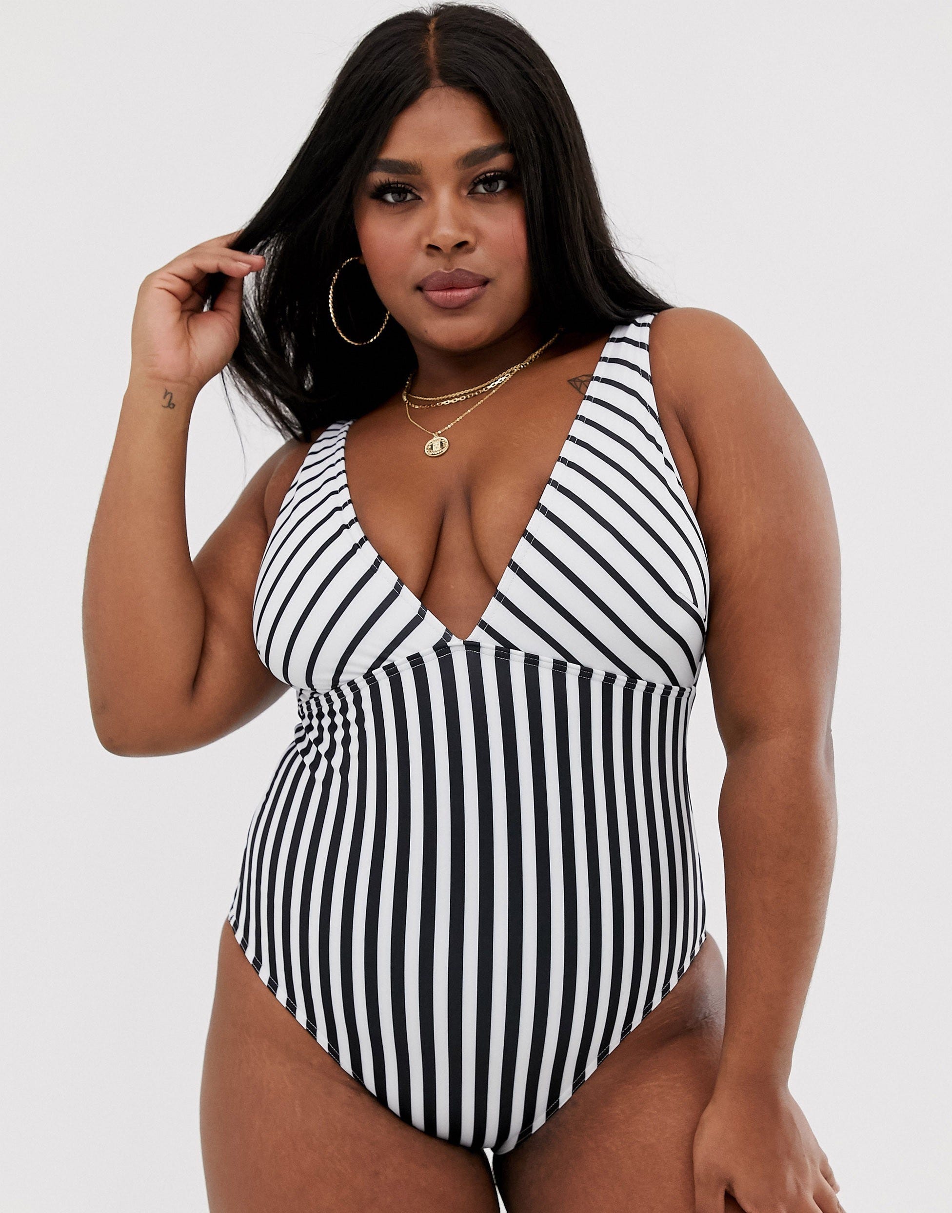 ASOS CURVE + Curve Recycled VFront Swimsuit