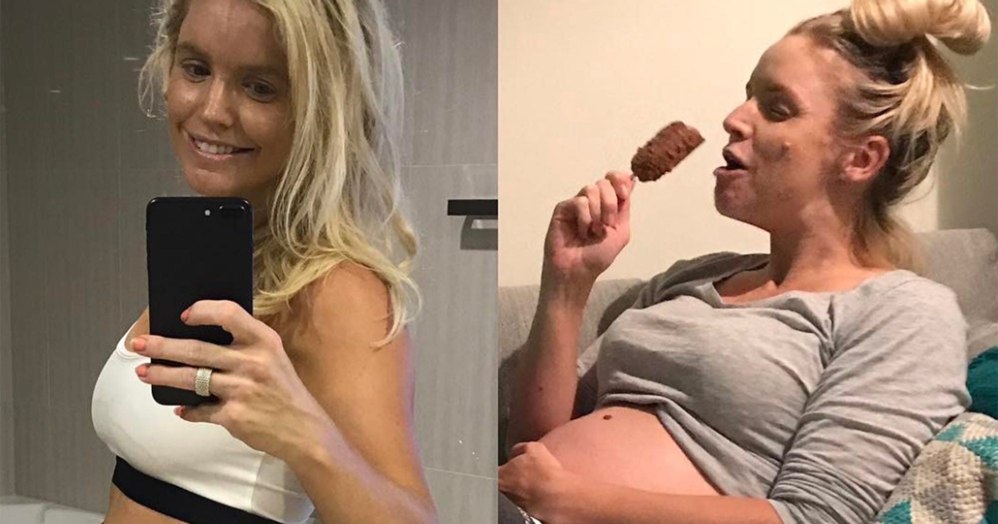 Woman Pregnancy Reality Before After Instagram Photo
