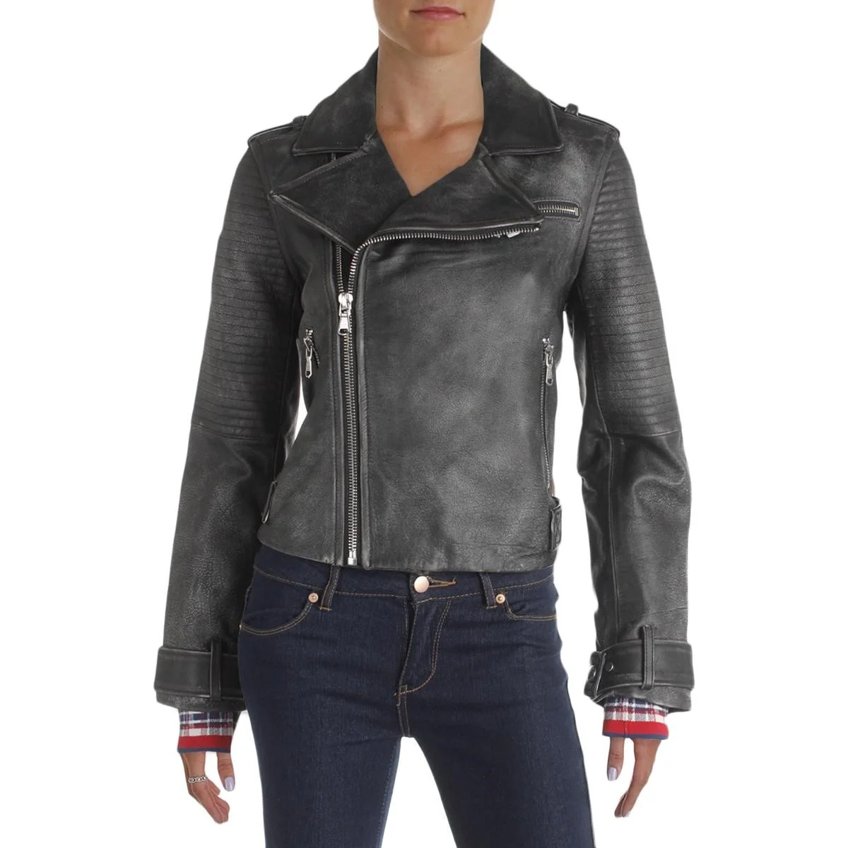 Marc By Jacobs Leather Distressed Motorcycle Jacket