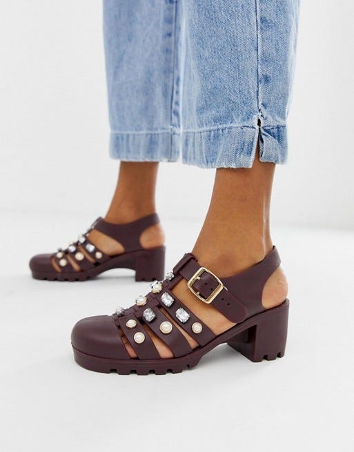 heeled jelly sandals