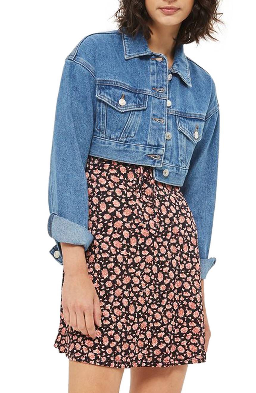 + Shrunken Crop Denim Jacket