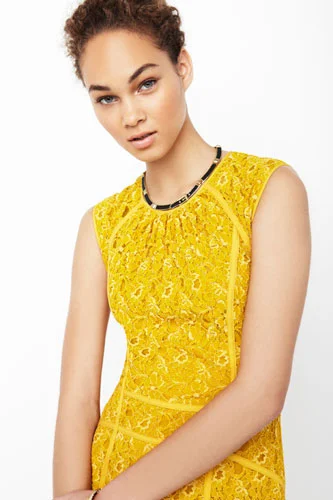 chinese dress ladies Lemon Yellow Lace And Beading V-Neck Long Dress With Lace Up Back