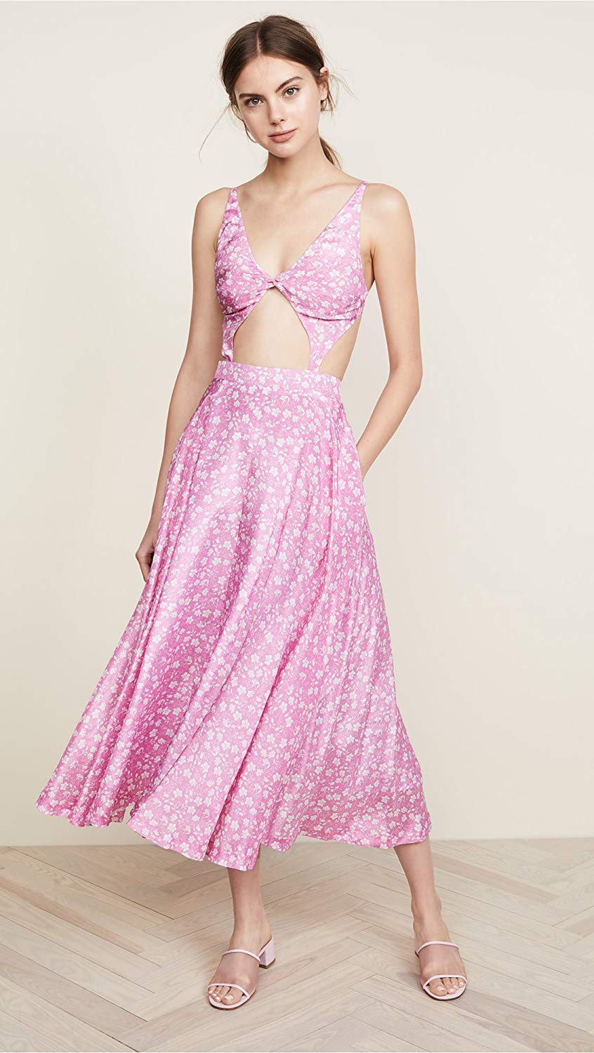 Sam Edelman Women's Emely V-Neck Dress - Cutout Waist A-Line Design