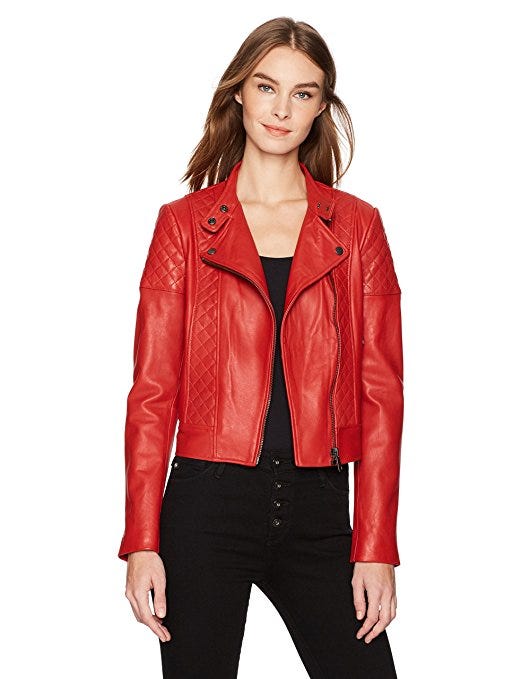 Bagatelle + Leather Quilted Moto Jacket
