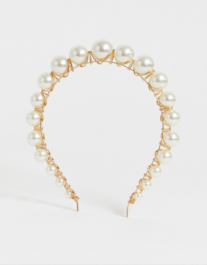 ASOS DESIGN + Headband With Graduating Pearls