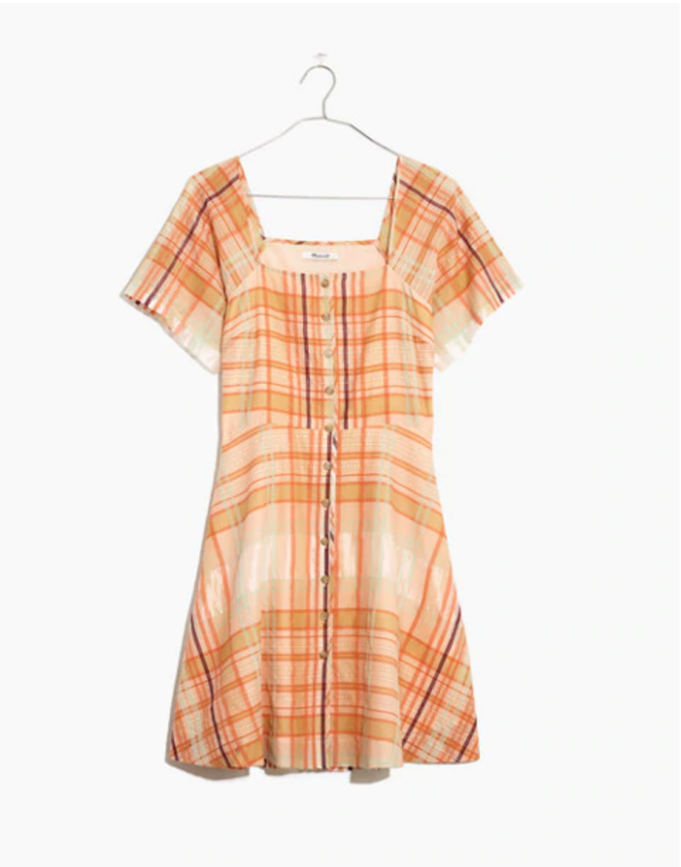 Madewell + Shimmer Plaid Mini Dress