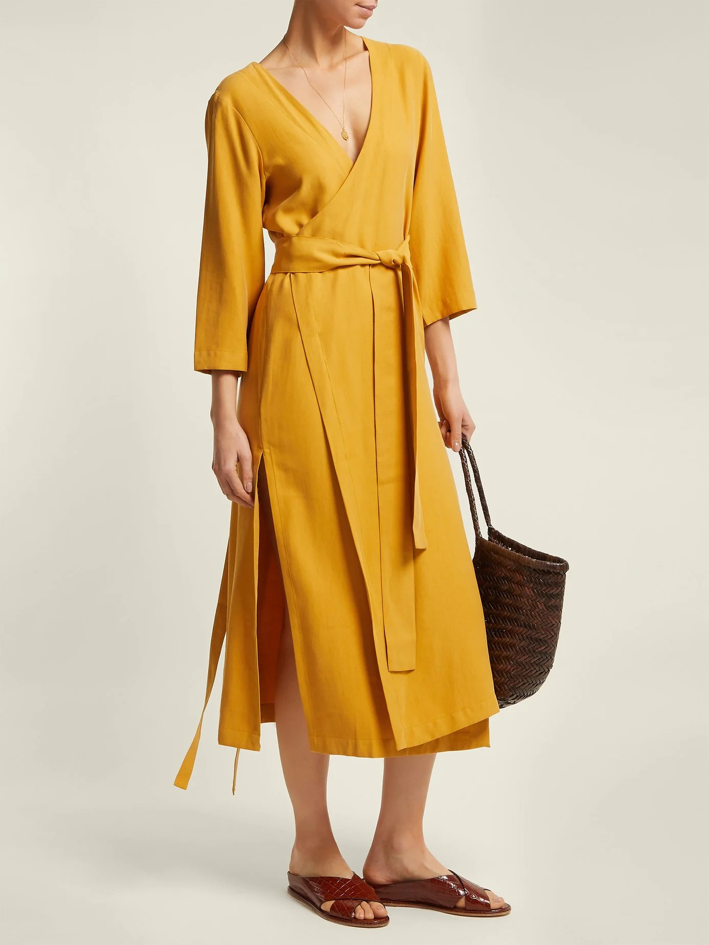 Haight + Heart V-neck Wrap Crepe Midi Dress