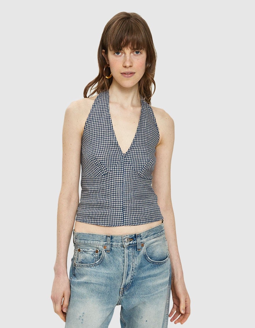 linen halter neck top