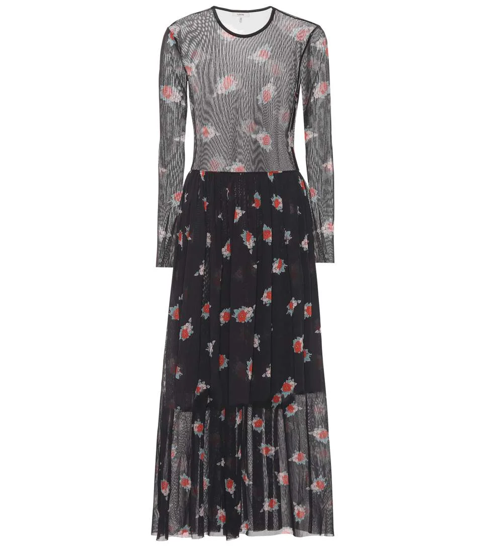 chinese dress ladies GANNI off-white floral tulip wrap mini mesh dress – BOREAL REBORN main image 1