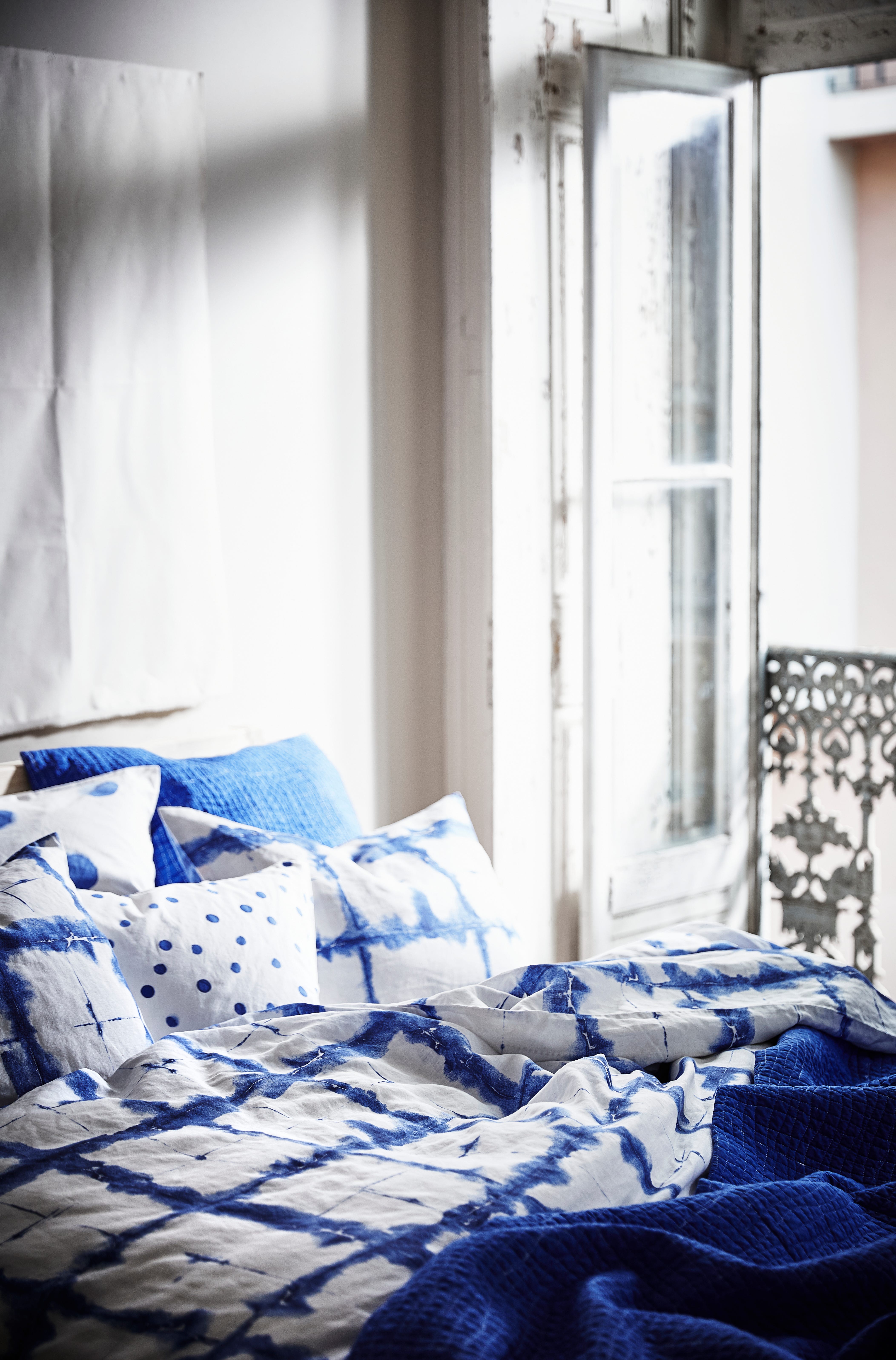 IKEA + TNKVÄRD Duvet cover and pillowcase(s), check pattern blue