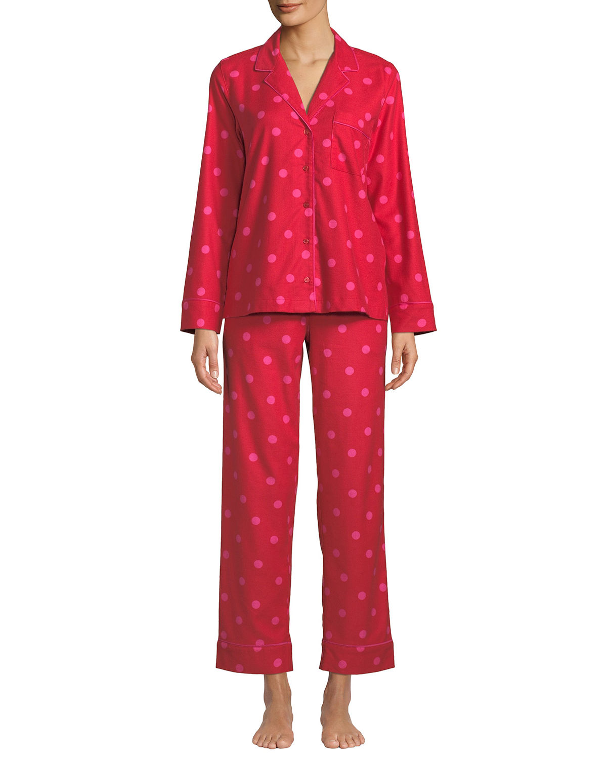 Kate Spade New York + Striped Brushed Twill Classic Pajama Set