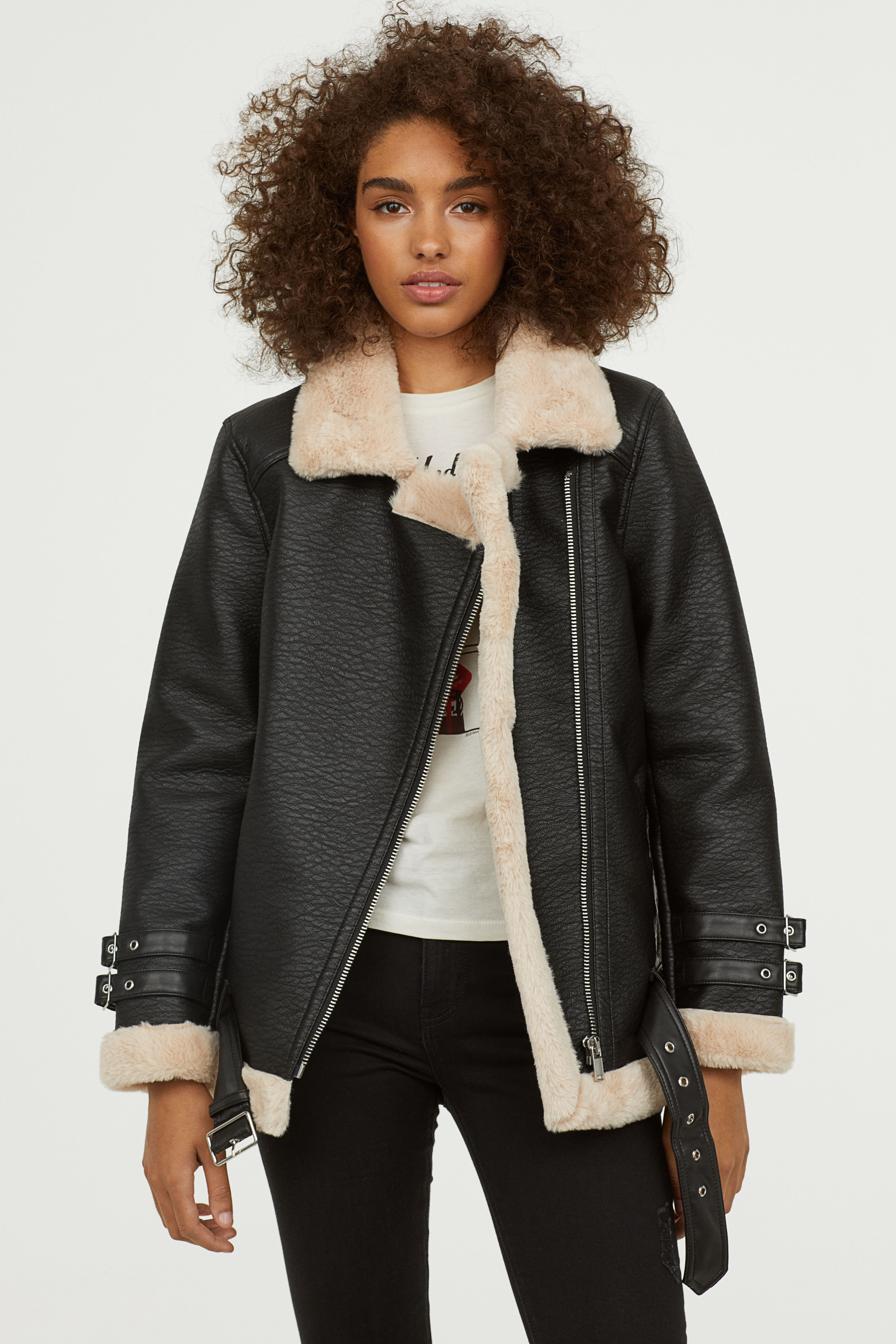 ASOS DESIGN longline oversized faux leather biker jacket in black | ASOS