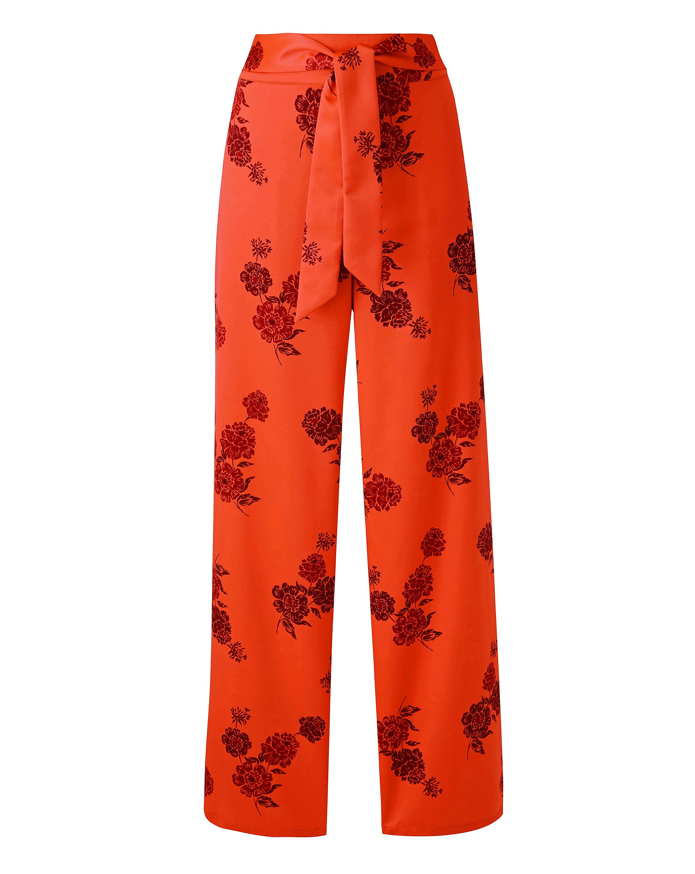 Artistic print satin wide-leg pants suit