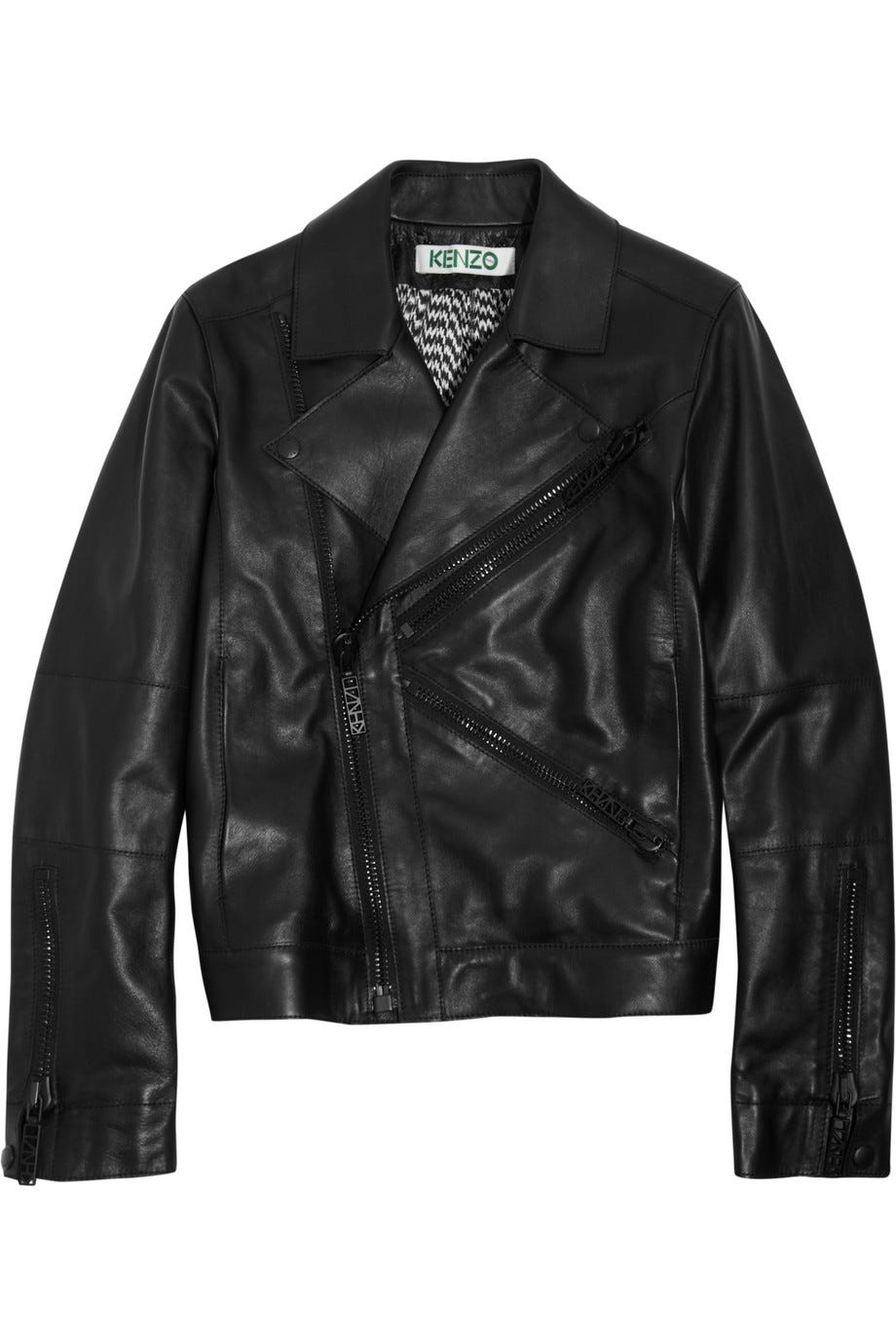 Kenzo + Flocked Leather Biker Jacket