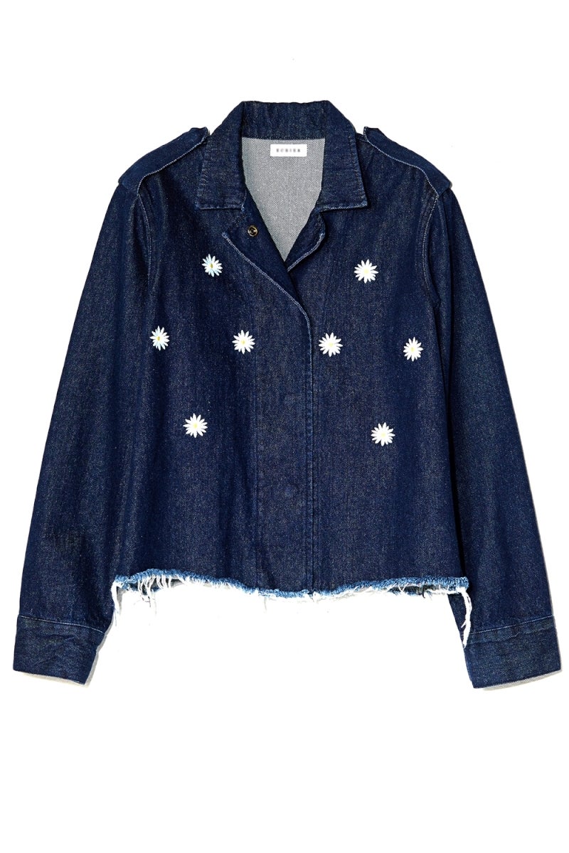 A Common Space + Daisies Frayed Denim Jacket