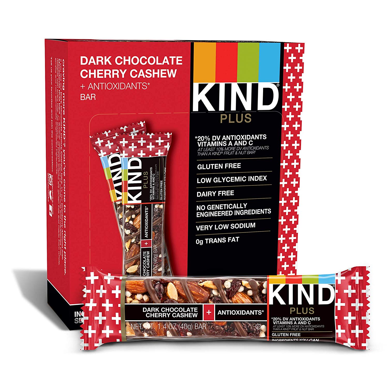 Kind + Dark Chocolate Cherry Cashew Bars, 12 Count