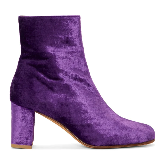 purple velvet boots
