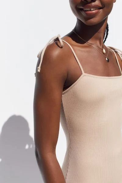 Urban Outfitters + Finn Ribbed Tie-Shoulder Bodycon Mini Dress