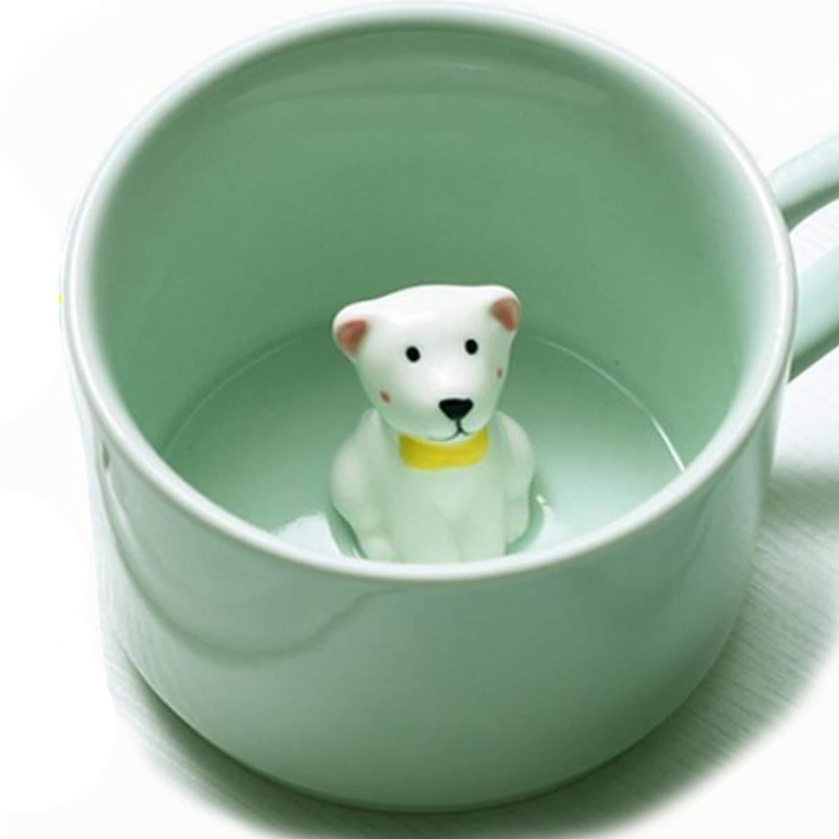 Amazon + Surprise Dog Coffee Mug with Small Puppy Inside 8 Oz,Best Funny Gift Ceramic Cups
