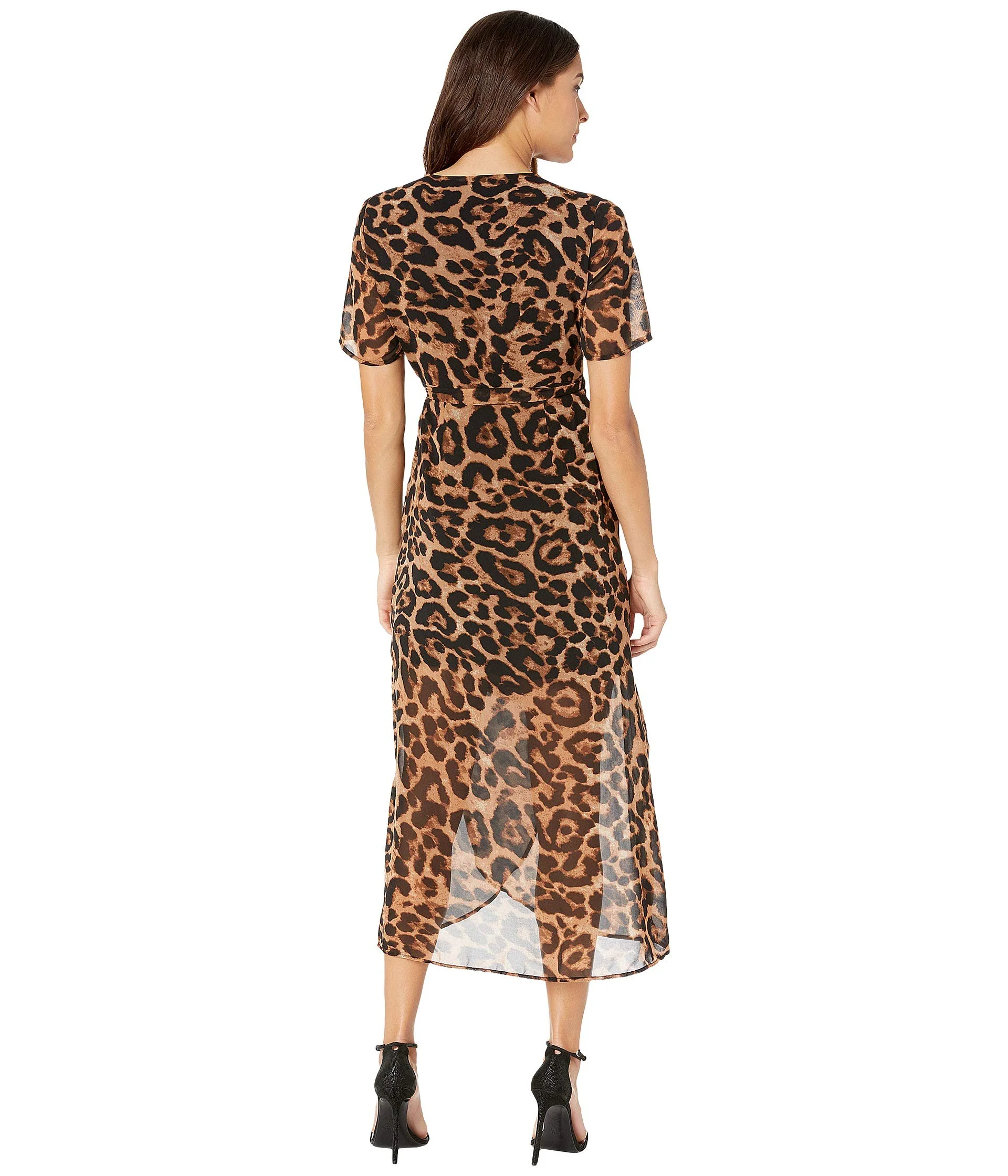 bardot leopard wrap dress