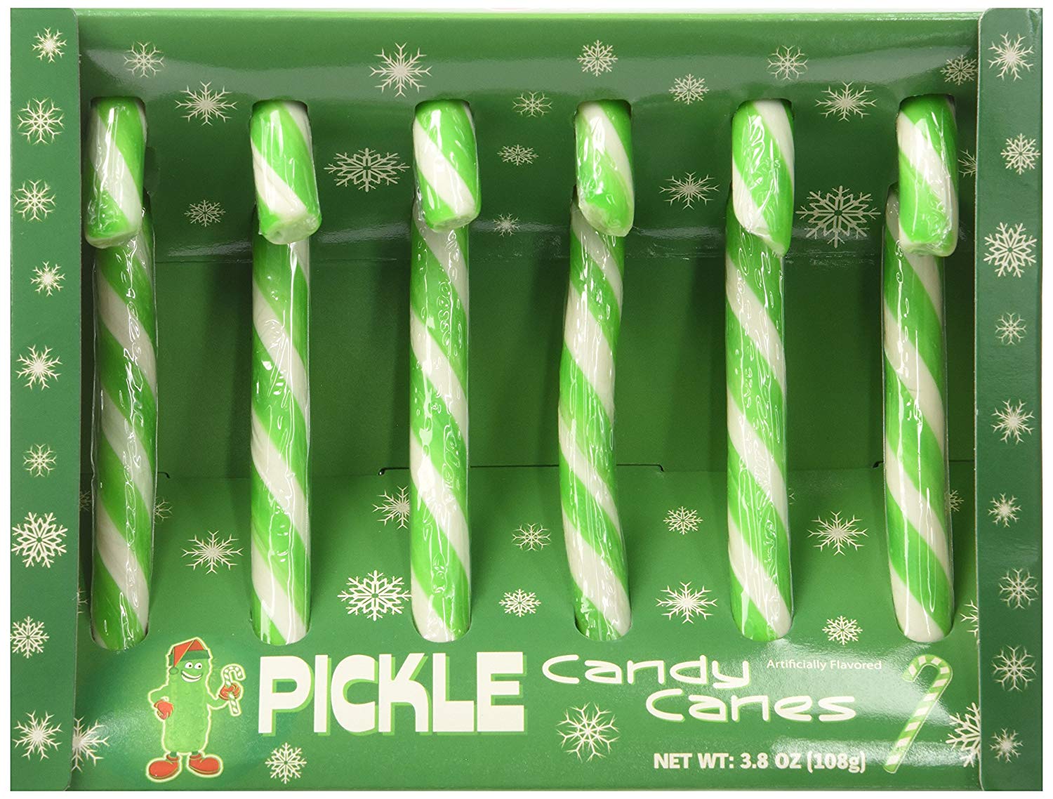 Archie McPhee + Fancy Pickle flavored Candy Canes, 3.8 OZ
