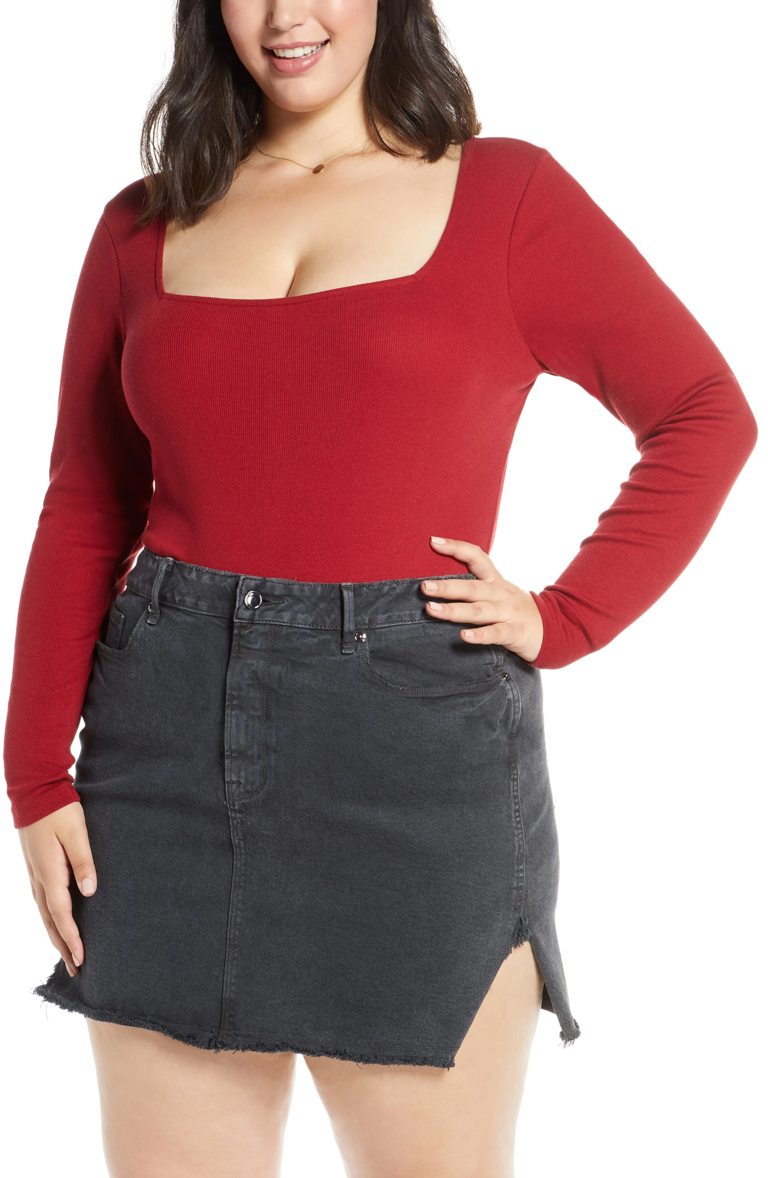 square neck long sleeve bodysuit