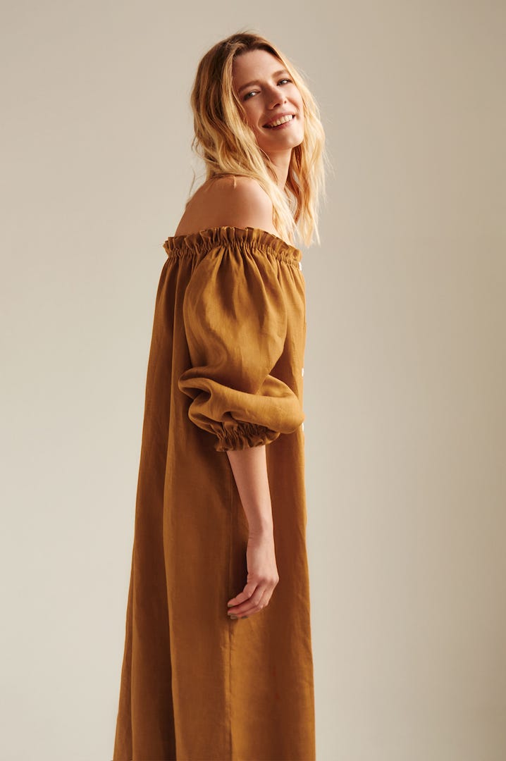 Sleeper + Dijon Orange Loungewear Dress