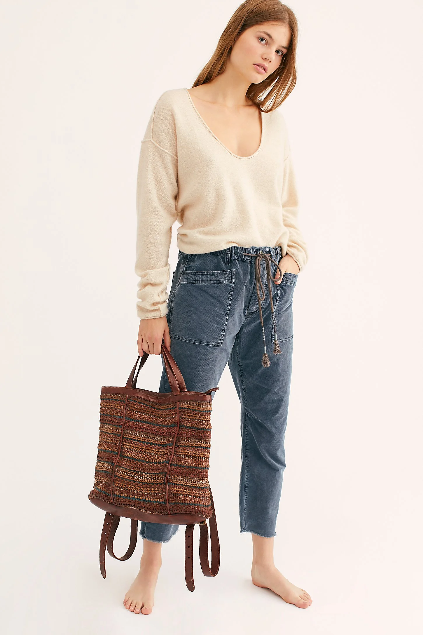 Free People + Yuma Woven Leather Backpack display picture 2