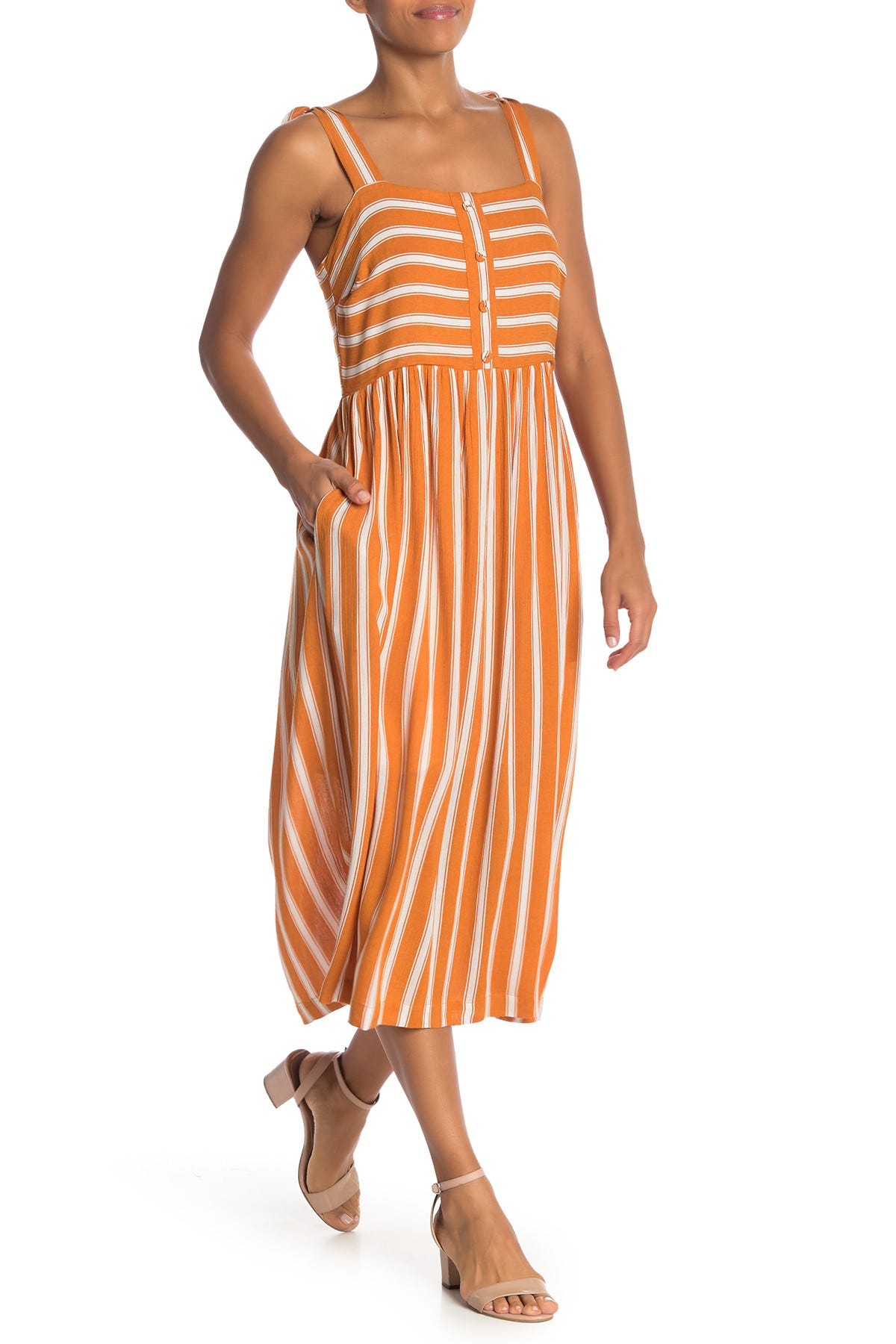 Melloday + Striped Tie Strap Dress