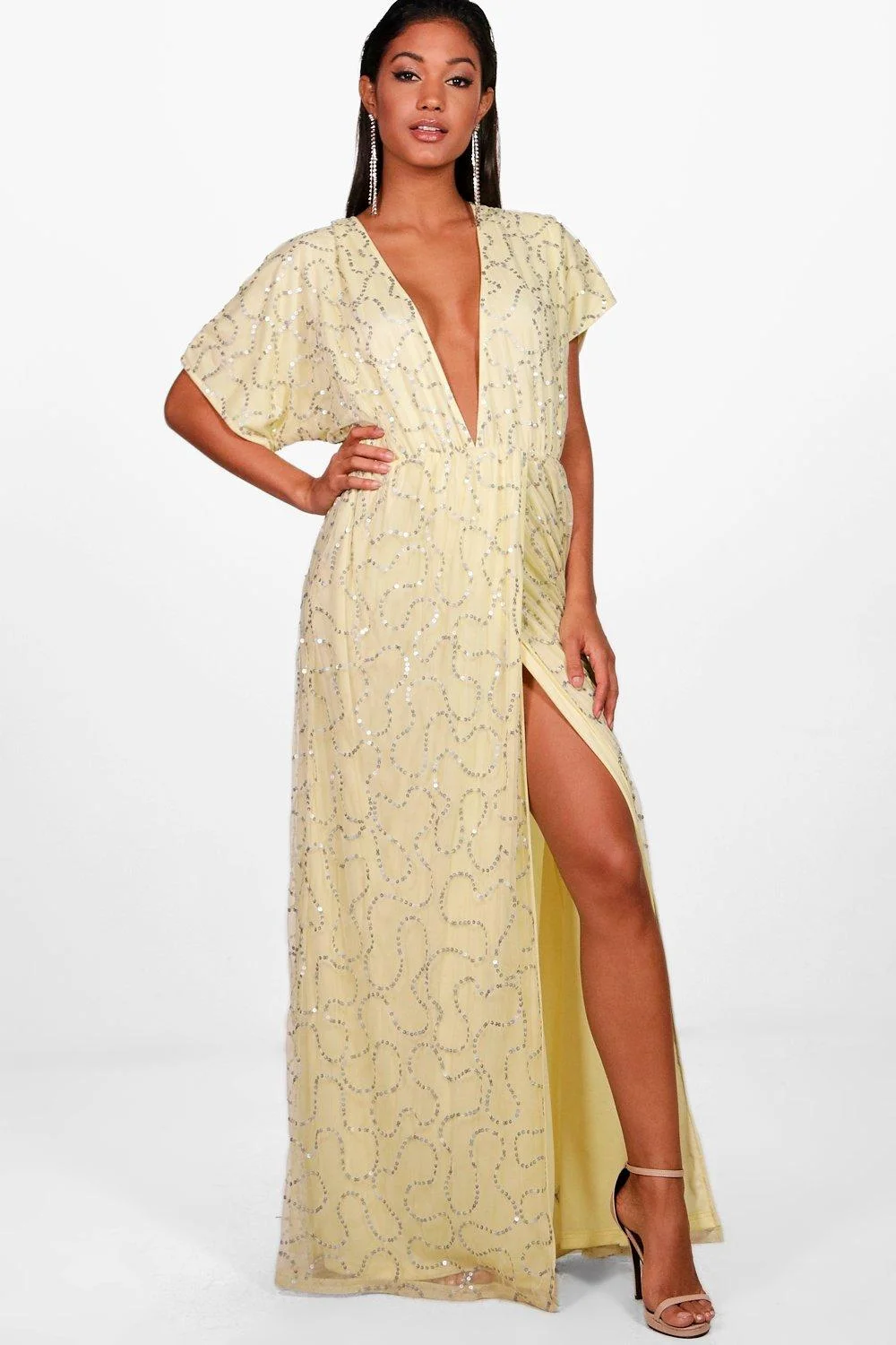 Boohoo + Boutique Tiai Sequin Tie Back Maxi Dress Boohoo + Boutique Tiai Sequin Tie Back Maxi Dress