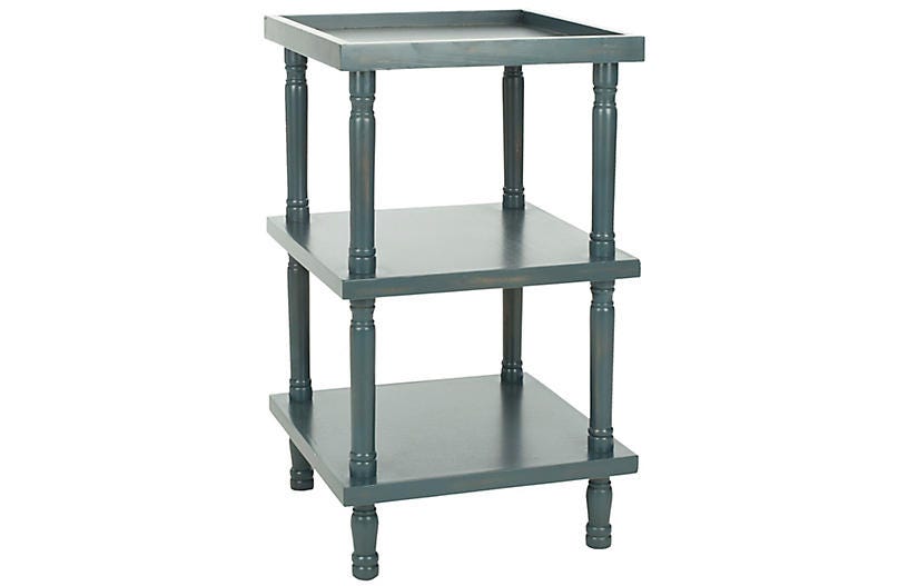 One Kings Lane Phineas Side Table Distressed Blue