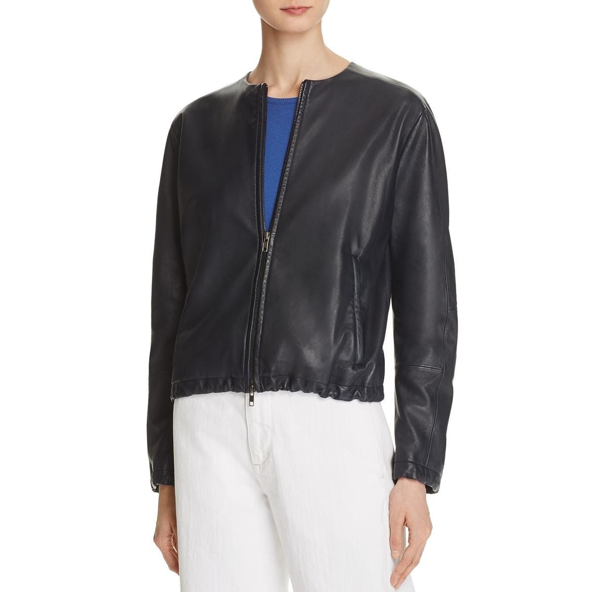 Jupe Vince En Cuir D'Agneau Midnight & Charcoal - Taille Small - Neuf Sans Étiquettes - Excellent État