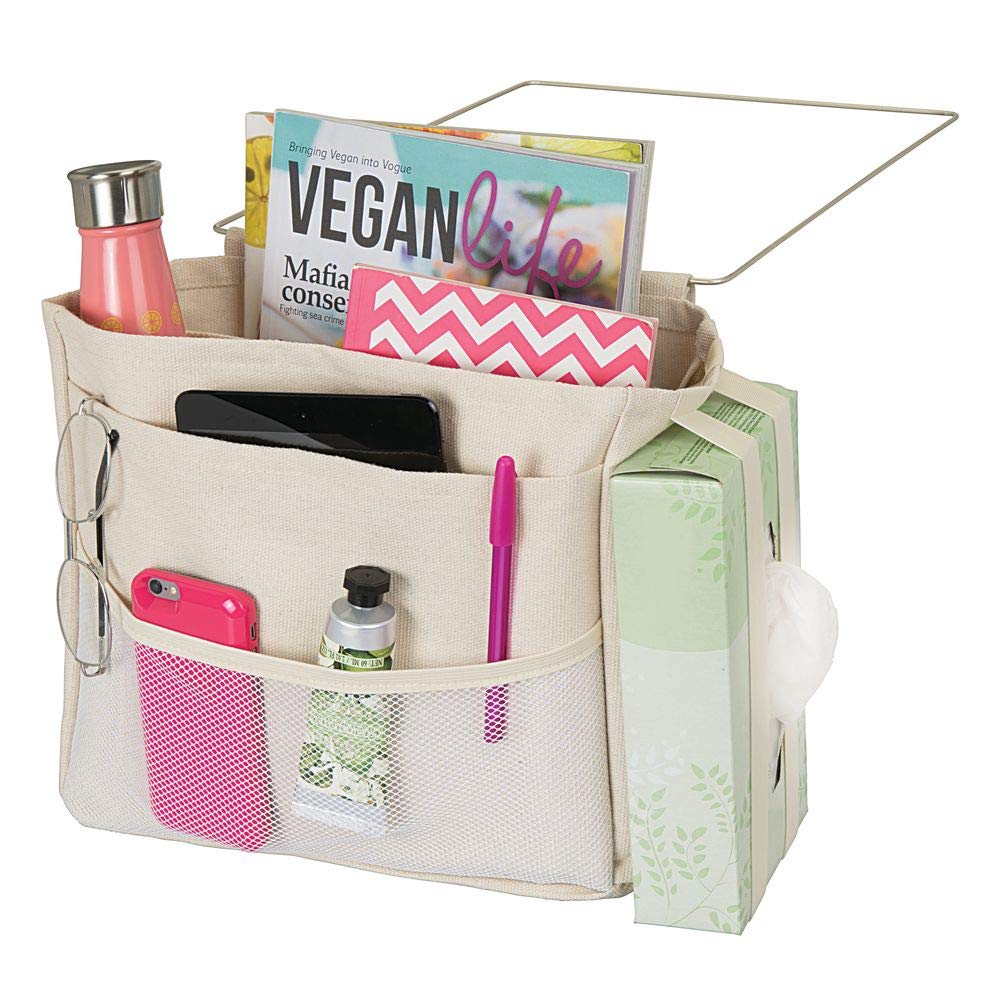 mDesign + Bedside Hanging Storage Organizer Caddy Pocket