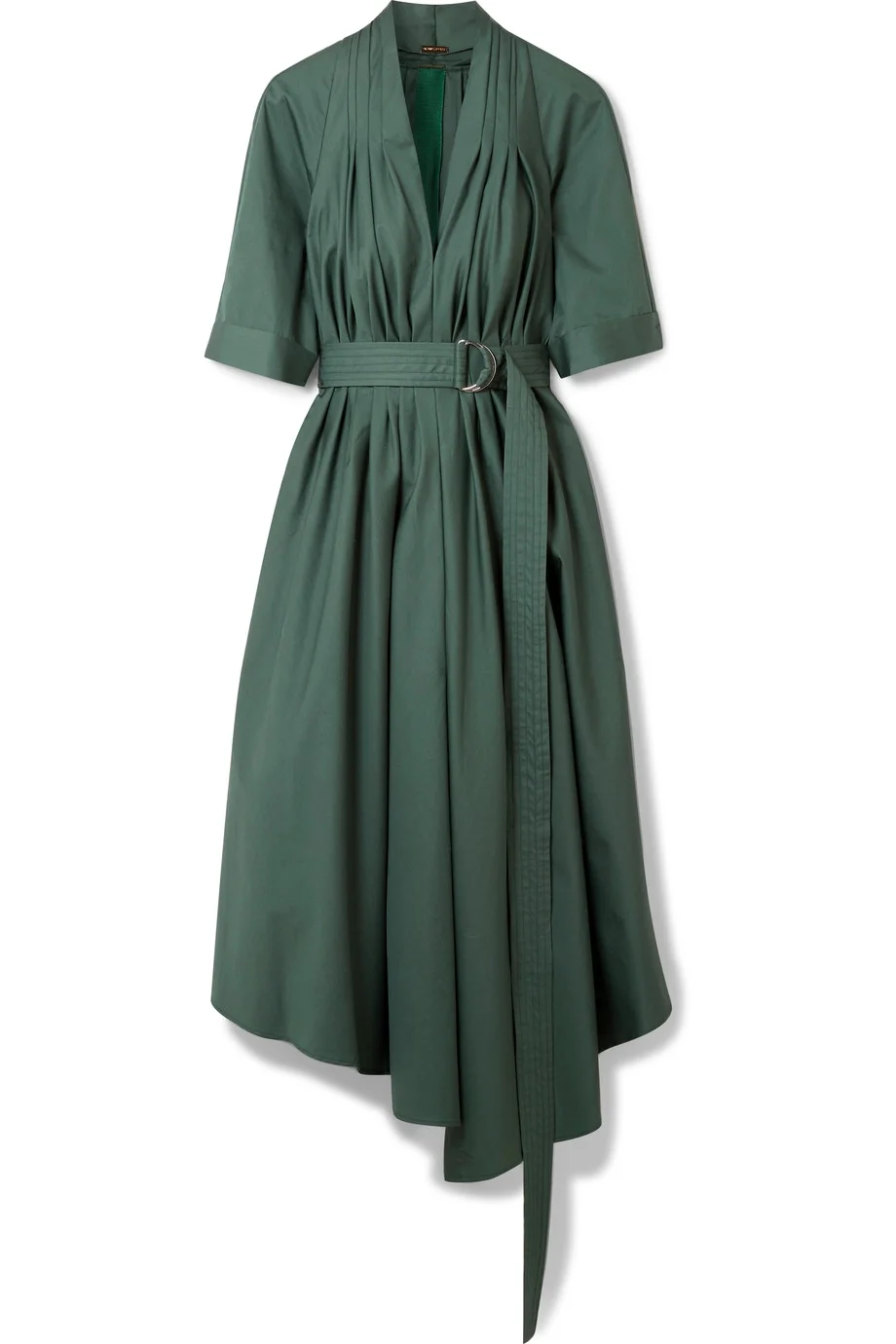 asymmetric poplin midi dress Navy Cotton Asymmetric Midi Dress  self-portrait-US