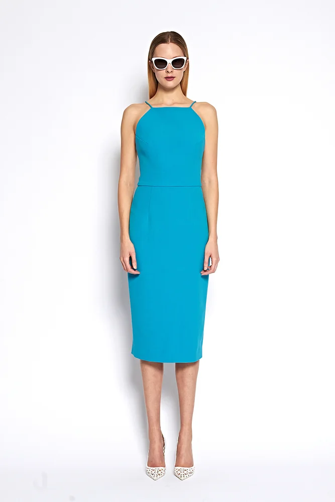 sachin and babi light blue dress Vintage Knitted Halter Bodycon Mini Dress