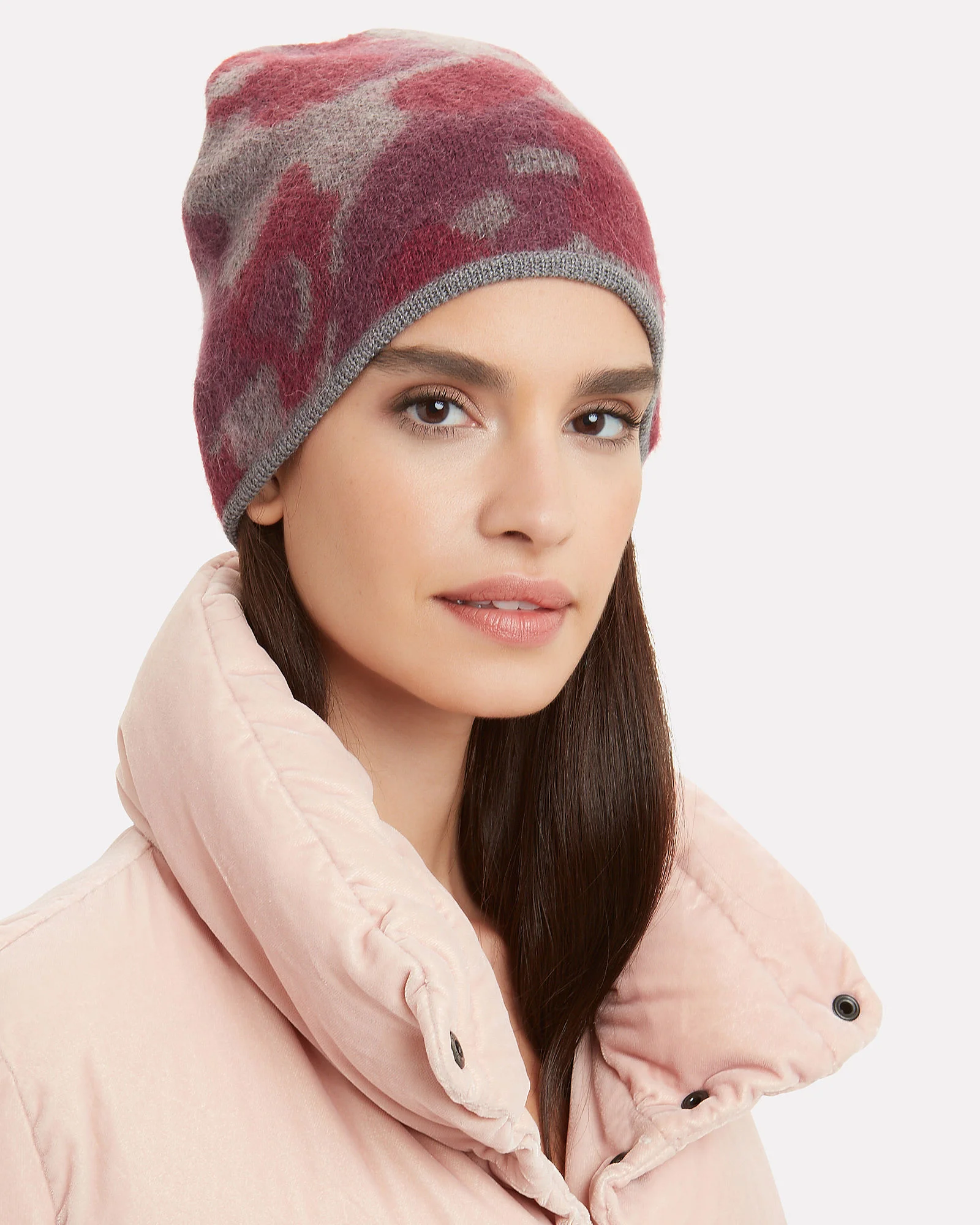 Rag Amp Bone Leopard Burgundy Beanie