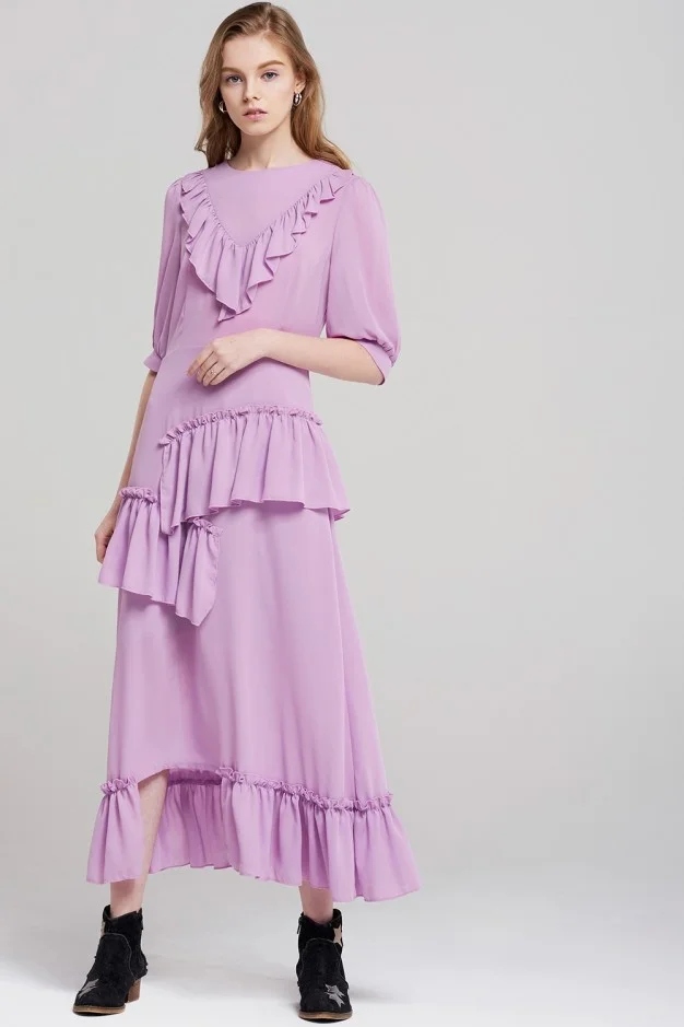 open lace back dress Buy Maternity Purple Ruffle Dress